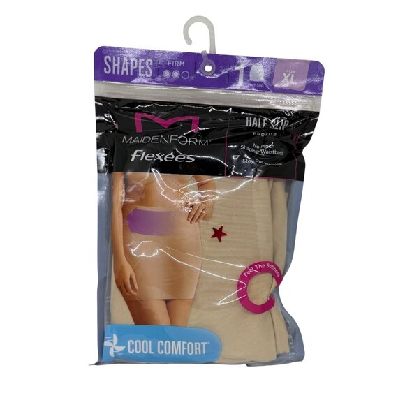 NWT Maidenform Flexees Half Slip FP0702 XL Nude Firm Control Shaping Waistband - Picture 1 of 3